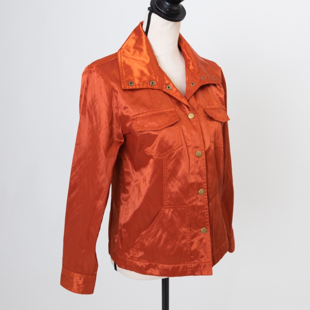 Metallic rust orange jacket wide collar light sheen statement jacket 8 Ruby Rd - Picture 5 of 13